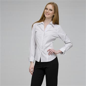 Platinum Red Stripes Easy Care Fitted Shirt, White, large image number 0
