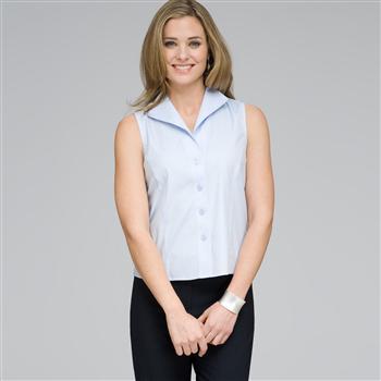 No-Iron Platinum Easy Care Sleeveless Fitted Shirt, Light Blue, large image number 0